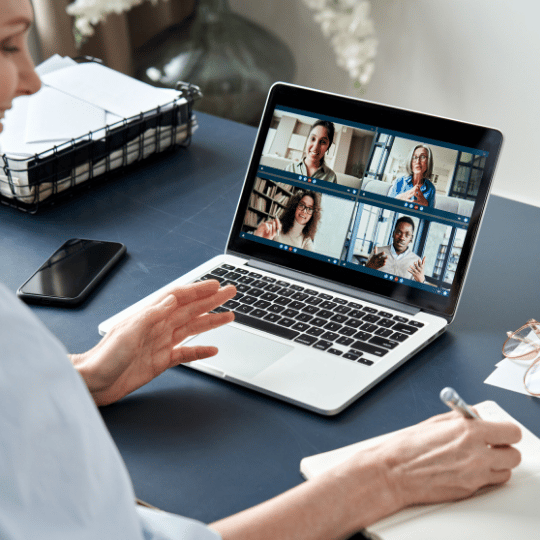 Tips for Virtual Team Building image of woman on conference video call