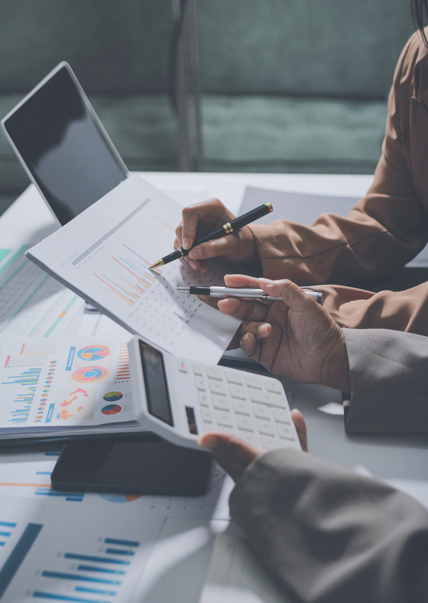 Accountant discussing financial data with a business colleague